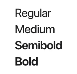 The words Regular, Medium, Semibold and Bold, each in its own weight