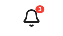 A bell icon with a small red badge showing the number 3 at its top right corner